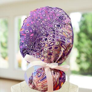 Purple Baltic~ Ponytail Scrub Cap, Surgical Hat, OR, CNA, MD, NP, Vet, Gift